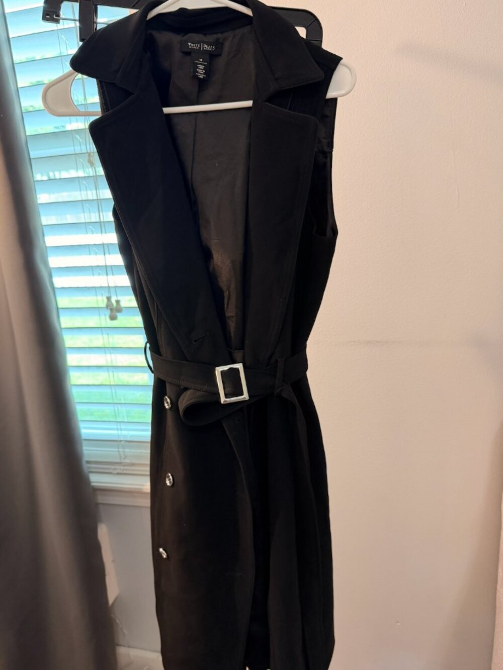 White House Black Market Black Sleeveless Trench Vest